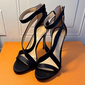 Black Satin Strappy Sandal - Devin sandal from Imagine Vince Camuto